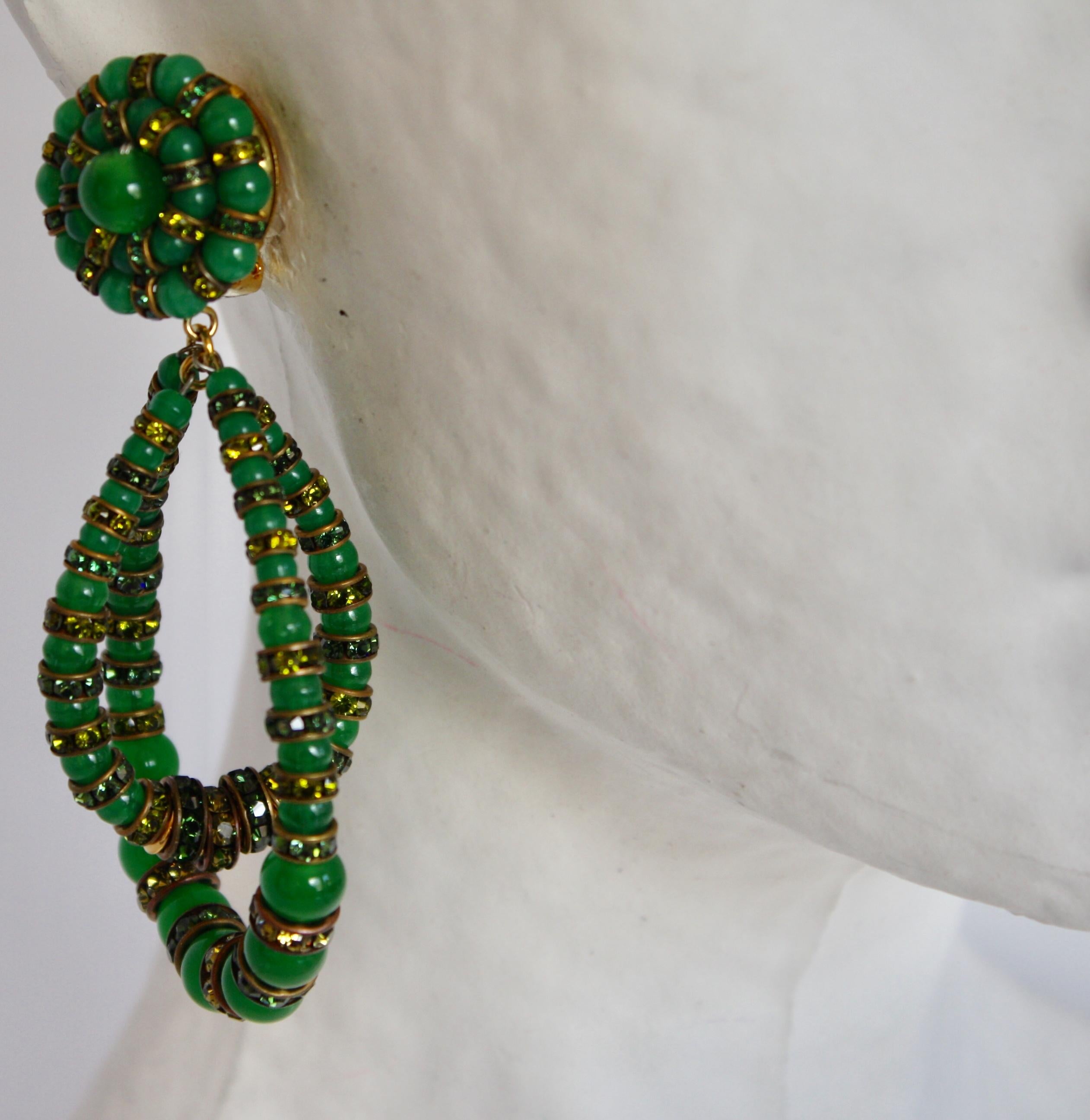 Women's Francoise Montague Large Green Lolita Clip Earrings