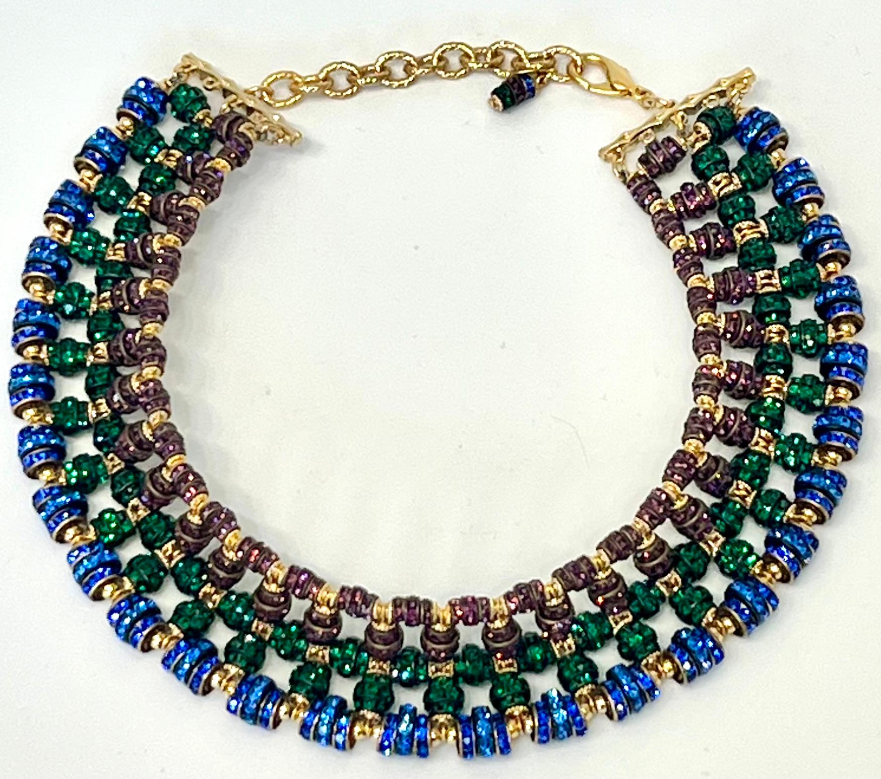 Francoise Montague large Knott Clip Earrings in Blue, Green and Purple For Sale 3