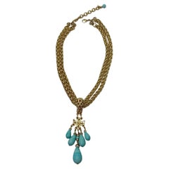 Françoise Montague Limited Série Gold Chain with Turquoise Pate De Verre 