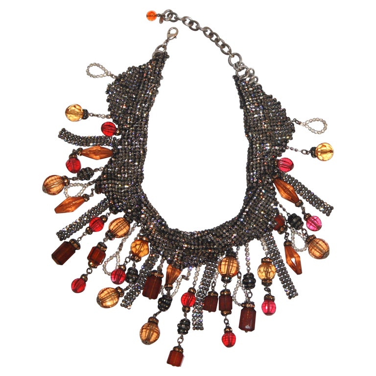 Francoise Montague LImited Series Swarovski Crystal and Vintage Bead  Necklace For Sale at 1stDibs