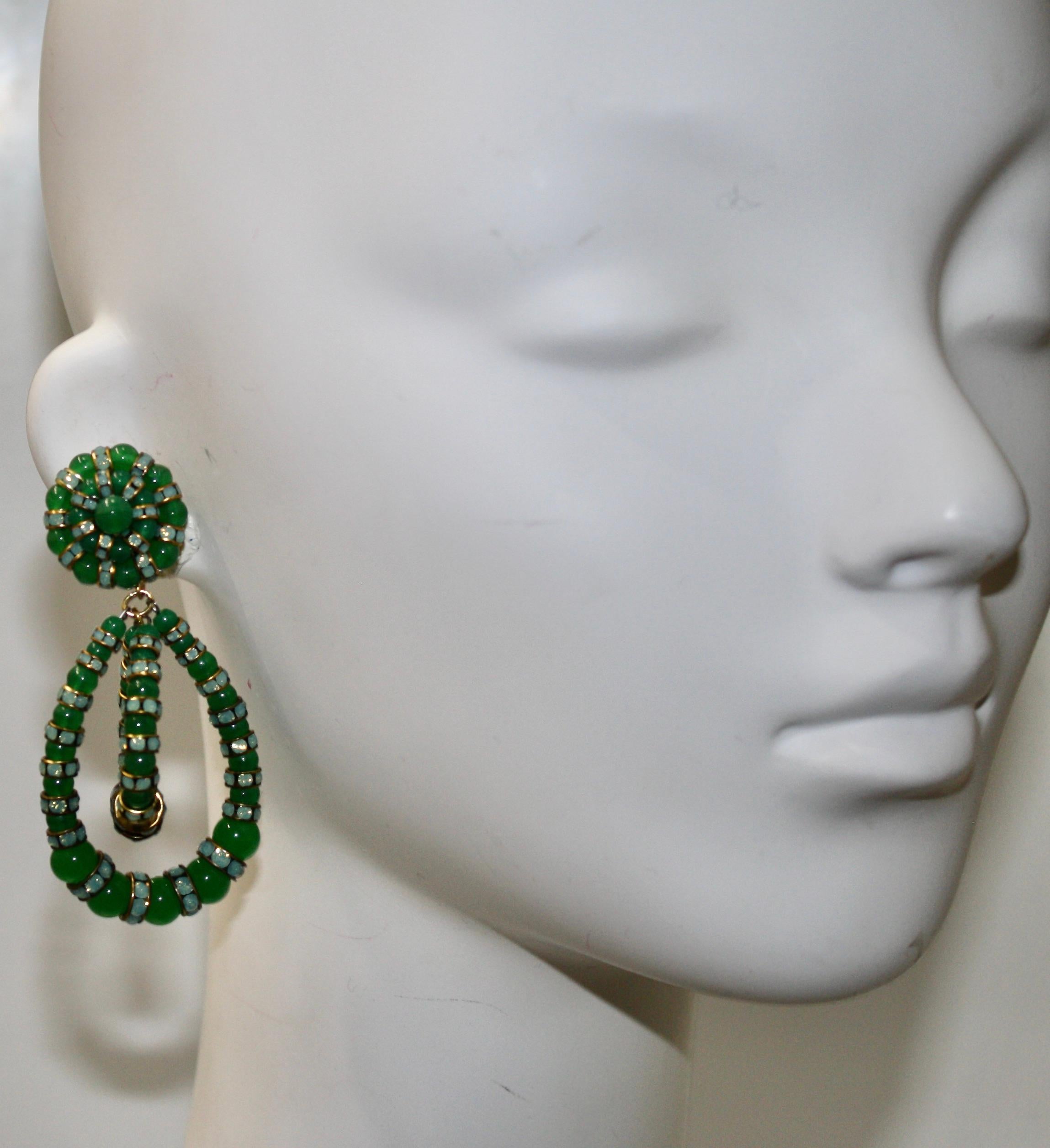 Francoise Montague Lolita 2Tone Green Earrings In New Condition In Virginia Beach, VA