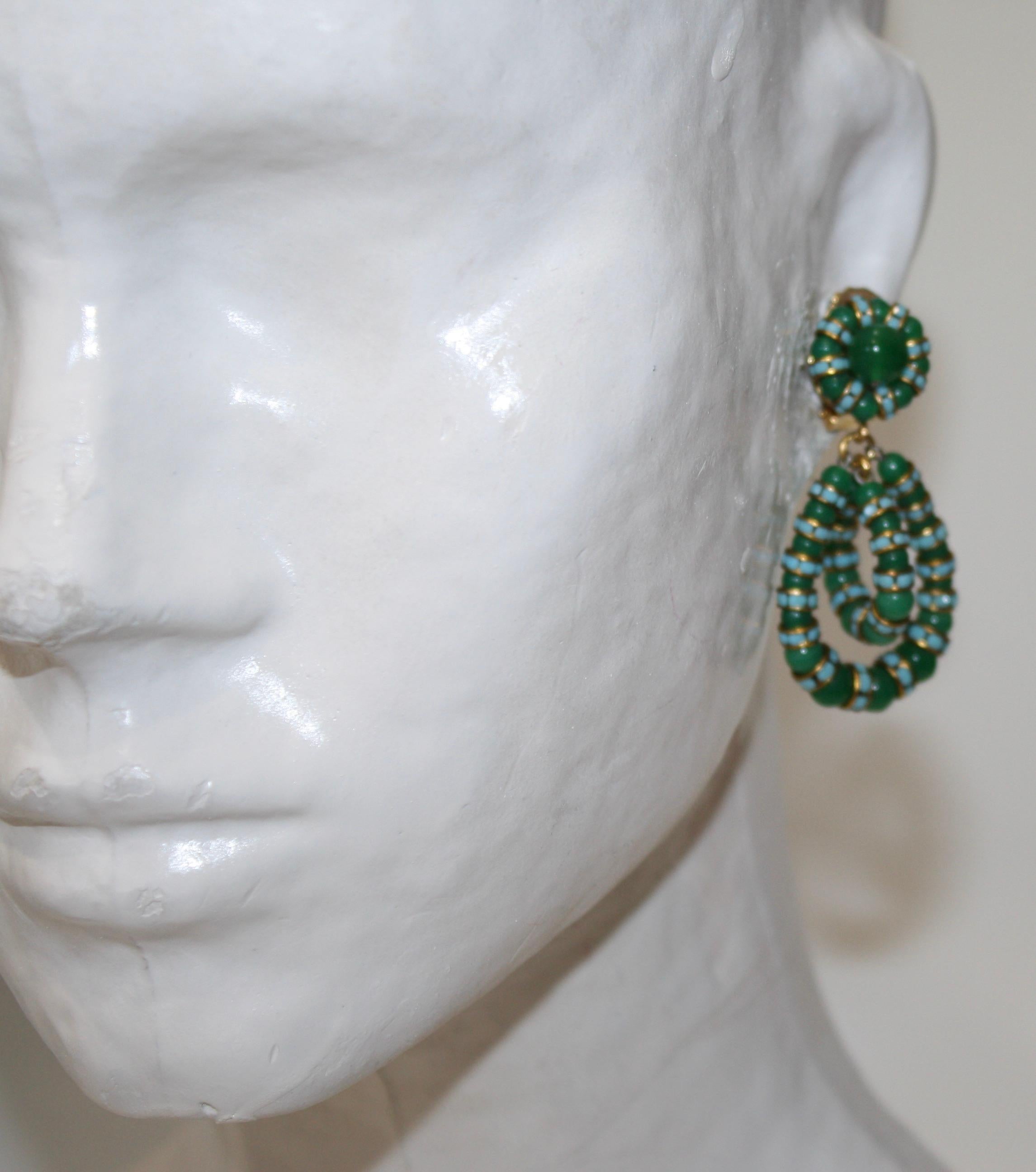 Artist Françoise Montague Lolita in Iolite and Turquoise Clip Earrings  For Sale