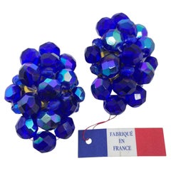 Francoise Montague „Made in FRANCE“ – Ohrclips mit blau-violetten Aurora-Kristallen