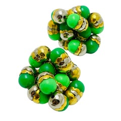 Francoise Montague, orecchini a clip di design in oro, argento e vetro made in France