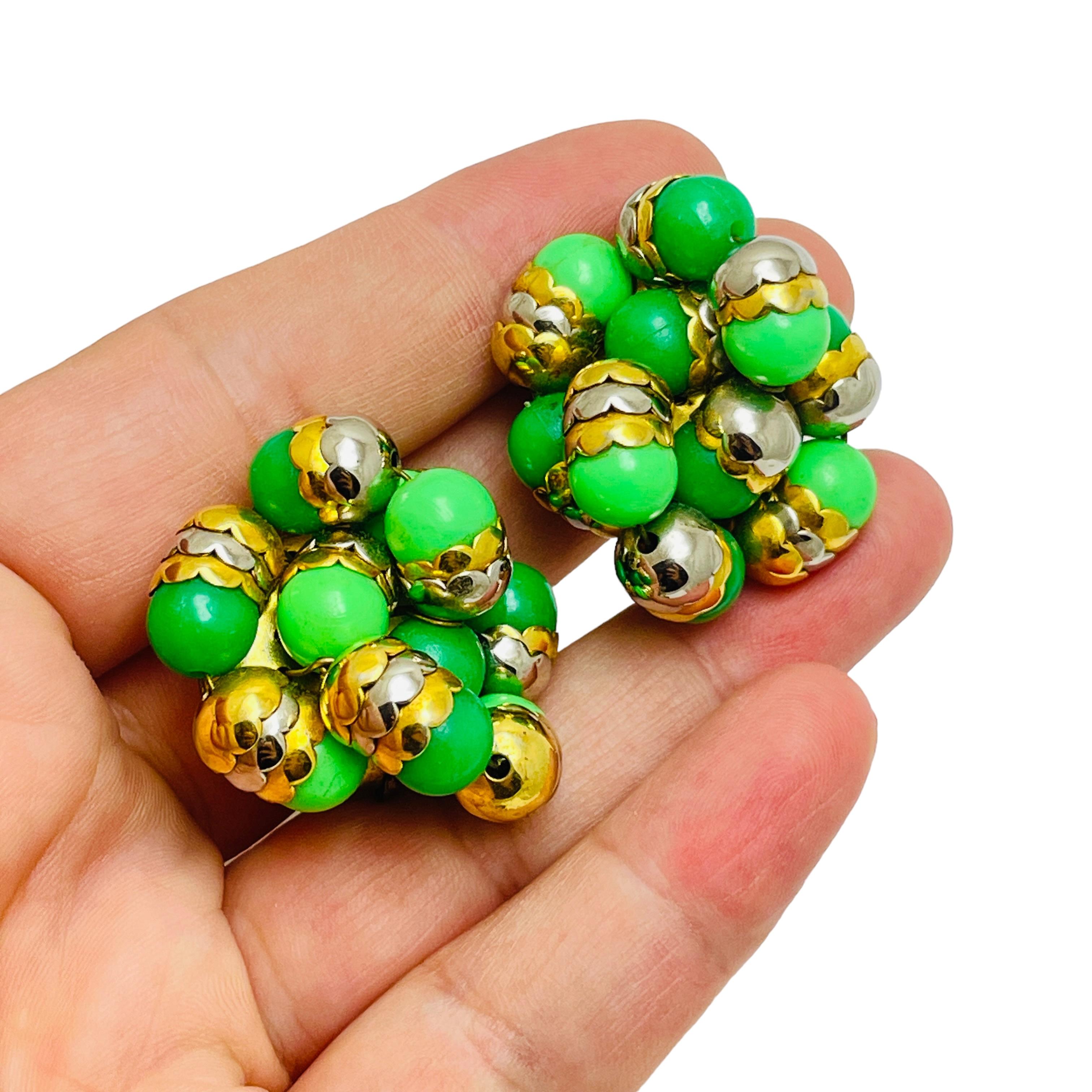 De las mujeres FRANCOISE MONTAGUE made in France pendientes de clip de cristal dorado y plateado de diseño en venta