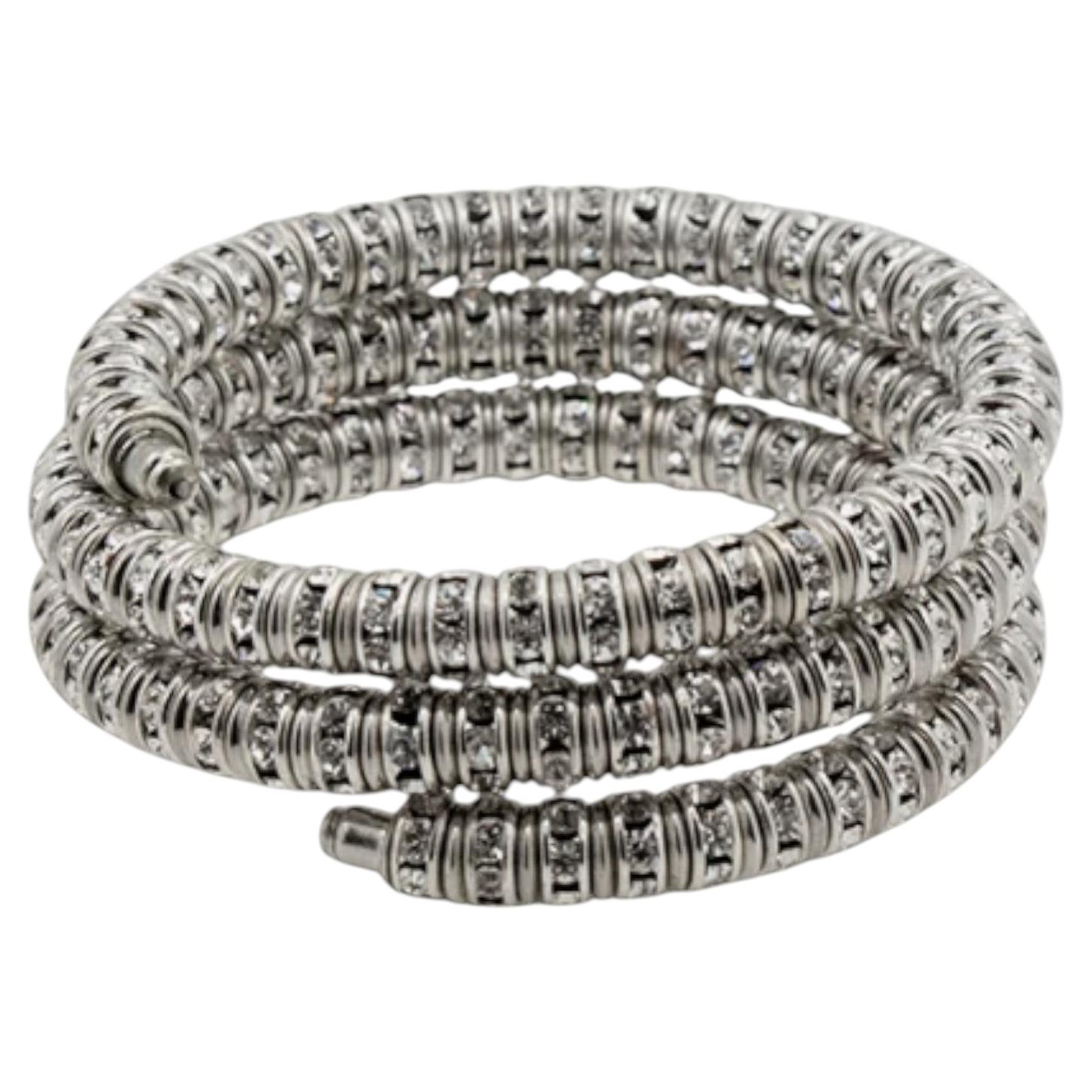 Francoise Montague Memory Wire Wrap Bracelet with Swarovski Crystals For Sale