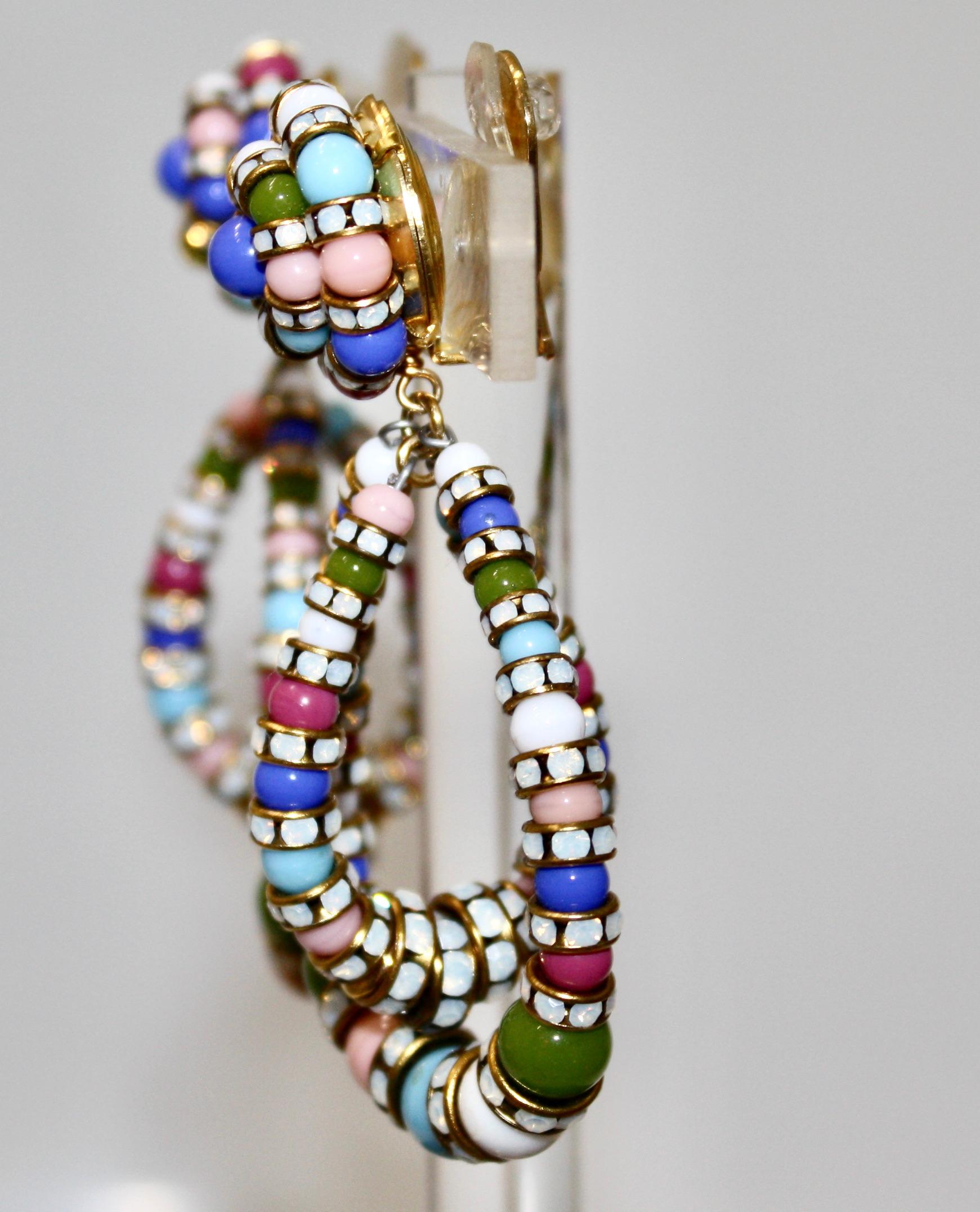 Artist Françoise Montague Multicolor Stones Lolita Earrings  For Sale