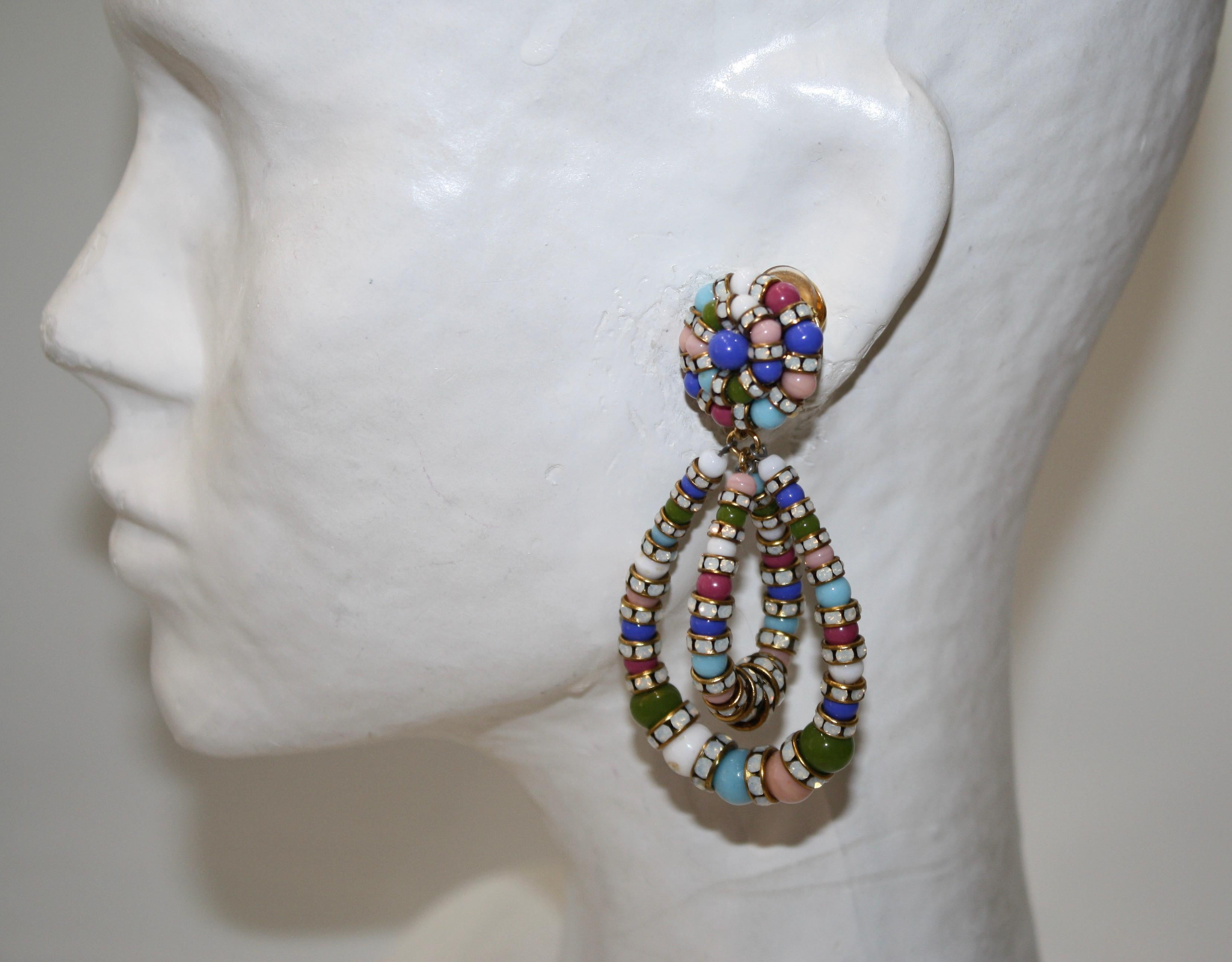 Françoise Montague Multicolor Stones Lolita Earrings  In New Condition For Sale In Virginia Beach, VA