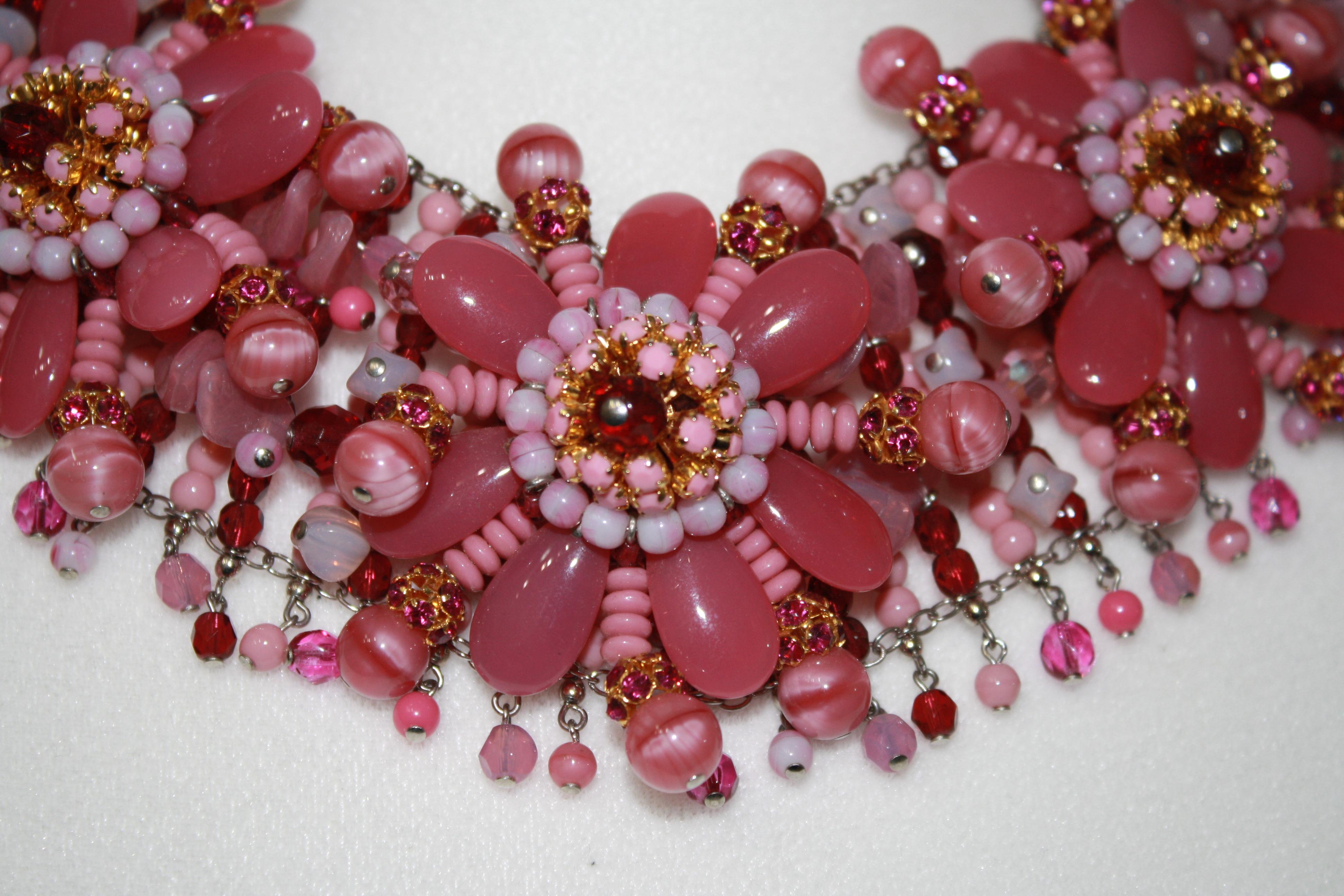 Modern Francoise Montague one of a kind Pink Flower Choker