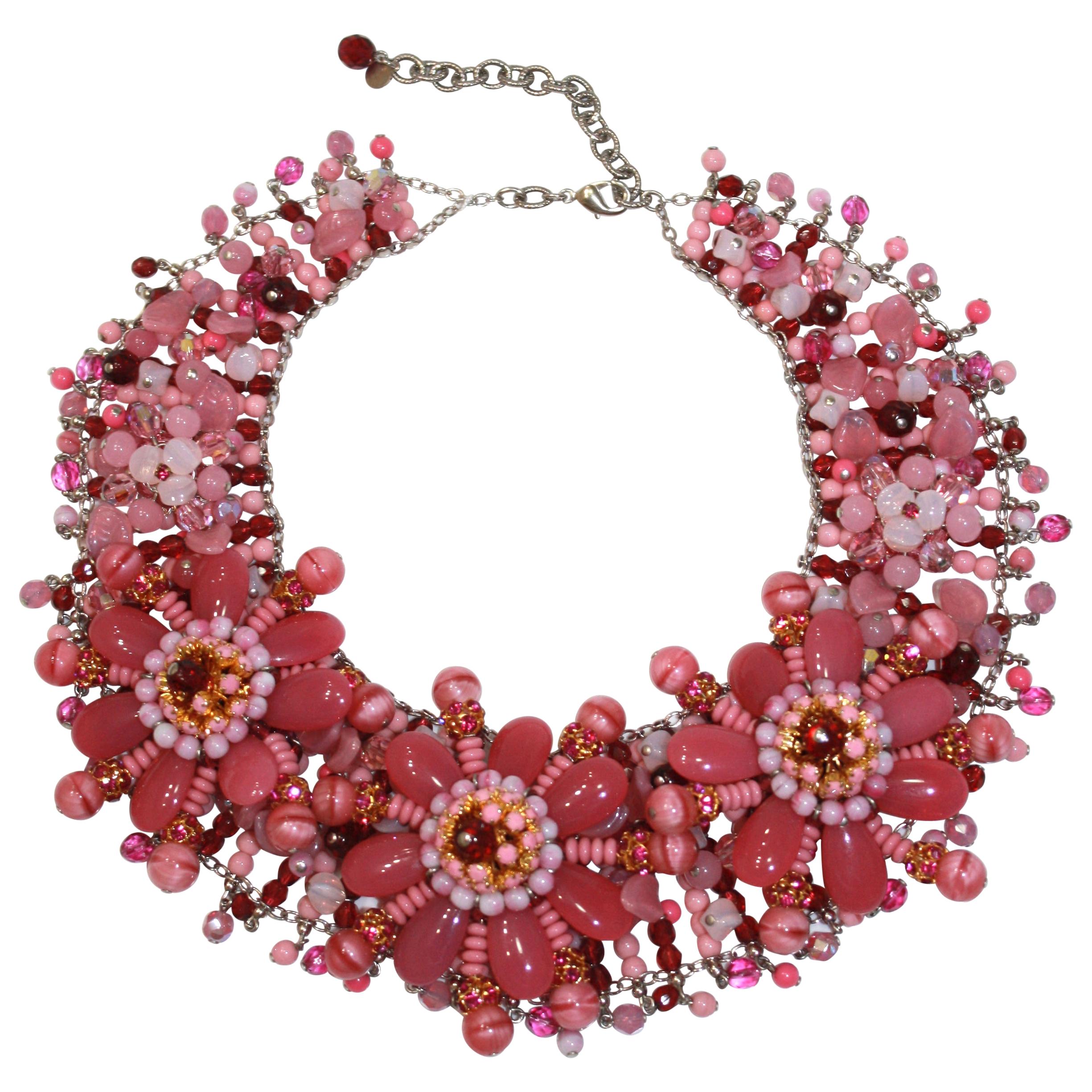 Francoise Montague one of a kind Pink Flower Choker