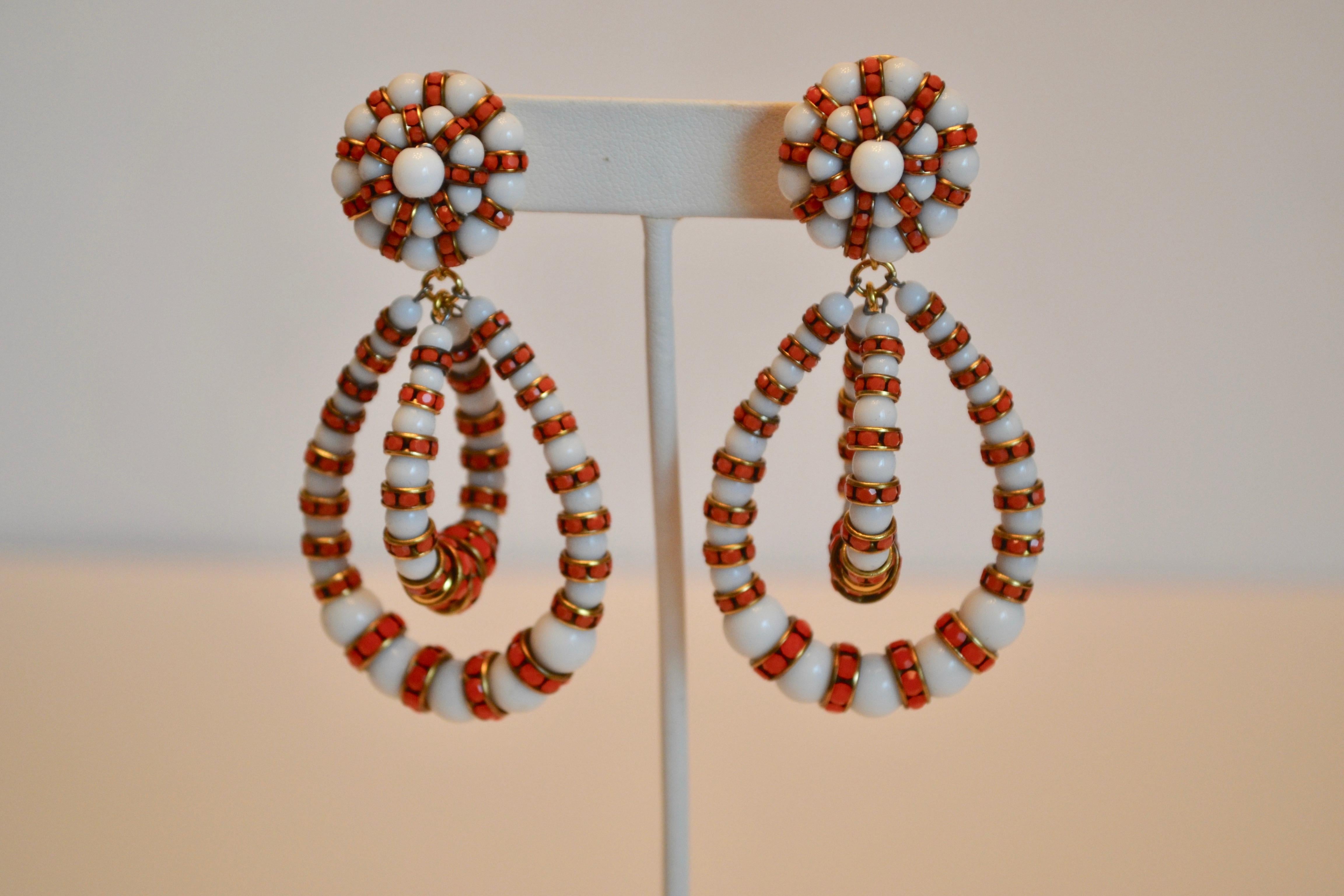 Modern Francoise Montague Orange and Coral Medium Lolita Earrings