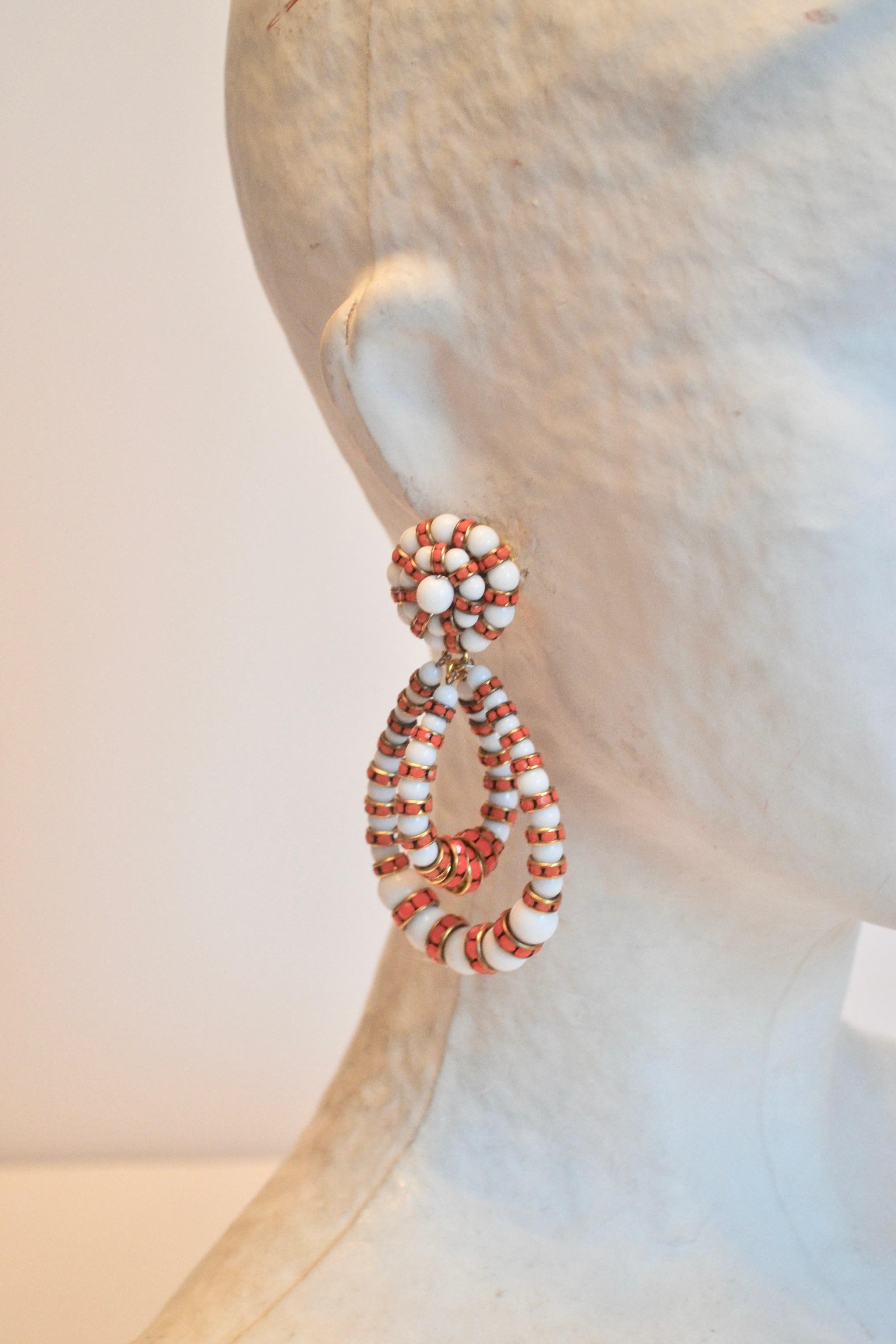 Round Cut Francoise Montague Orange and Coral Medium Lolita Earrings