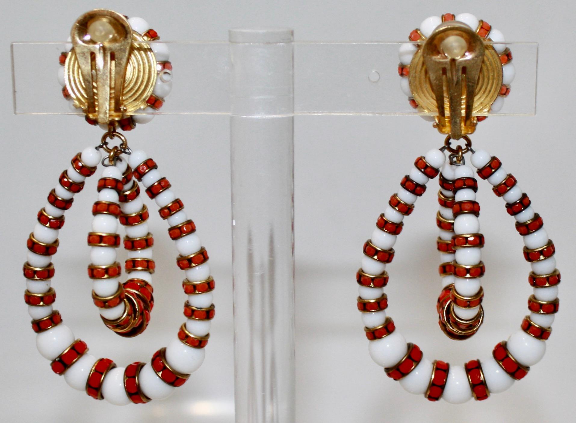 Francoise Montague Orange and Coral Medium Lolita Earrings In New Condition In Virginia Beach, VA