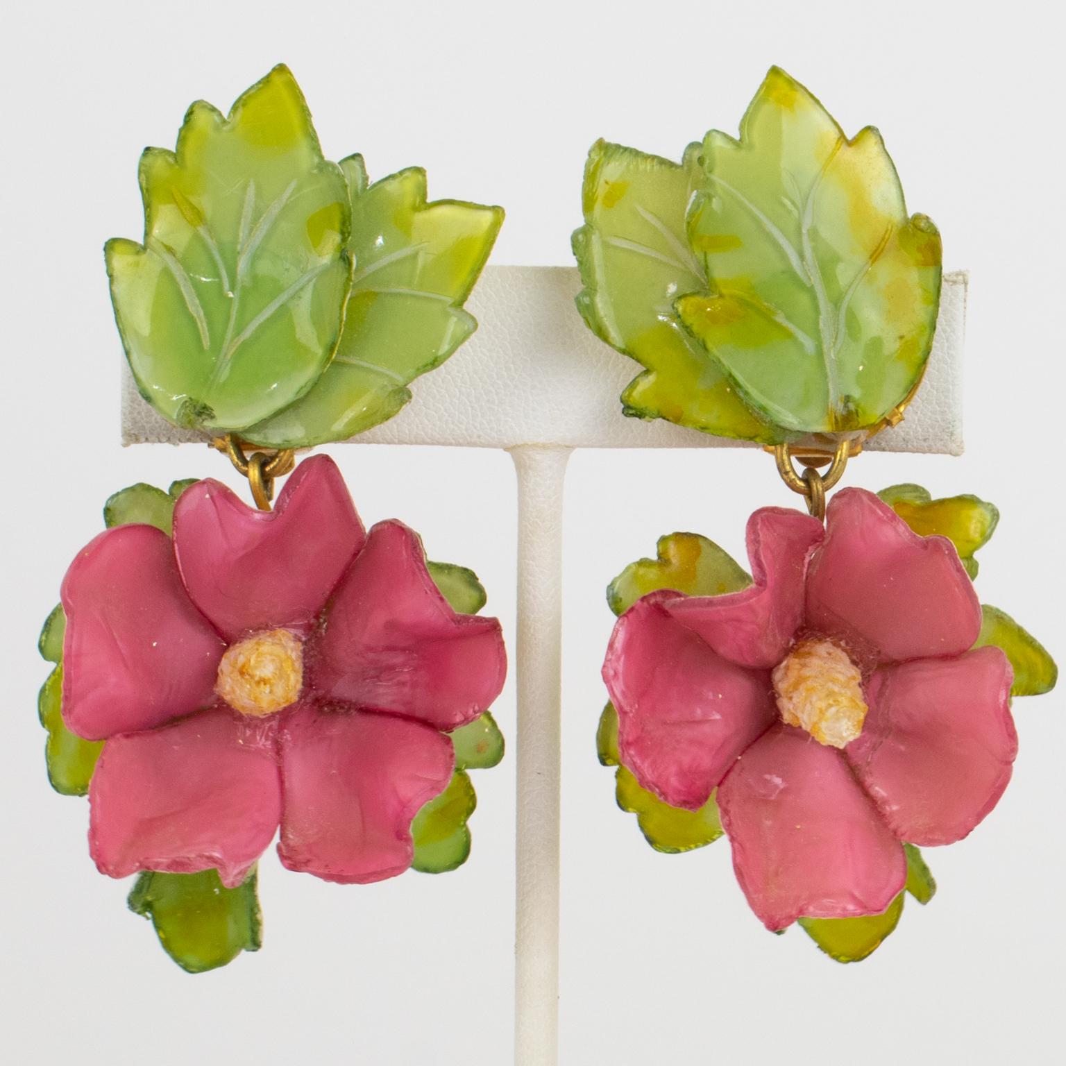 Francoise Montague París Pendientes de clip Flor de hibisco de resina en venta 1