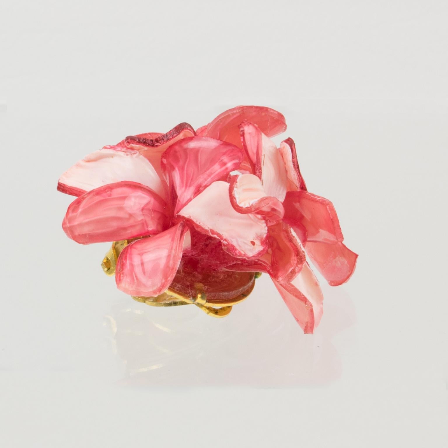 Women's Francoise Montague Paris Clip Earrings Resin Pink Rose