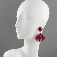 Francoise Montague Paris Earrings Dangle Burgundy Petals