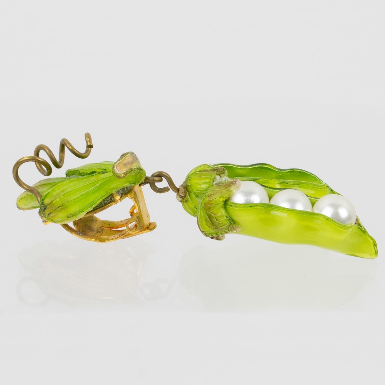 Women's Francoise Montague Paris Resin Clip Earrings Green Pea