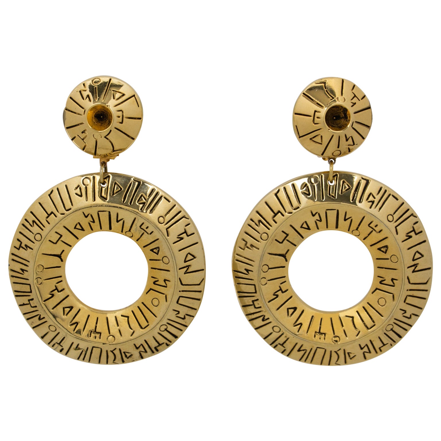 Francoise Montague Paris Tribal Gilded Resin Clip Earrings For Sale
