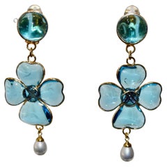 Françoise Montague Pate de verre Aqua Earrings 