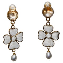 Françoise Montague Pate de Verre Clear Earrings