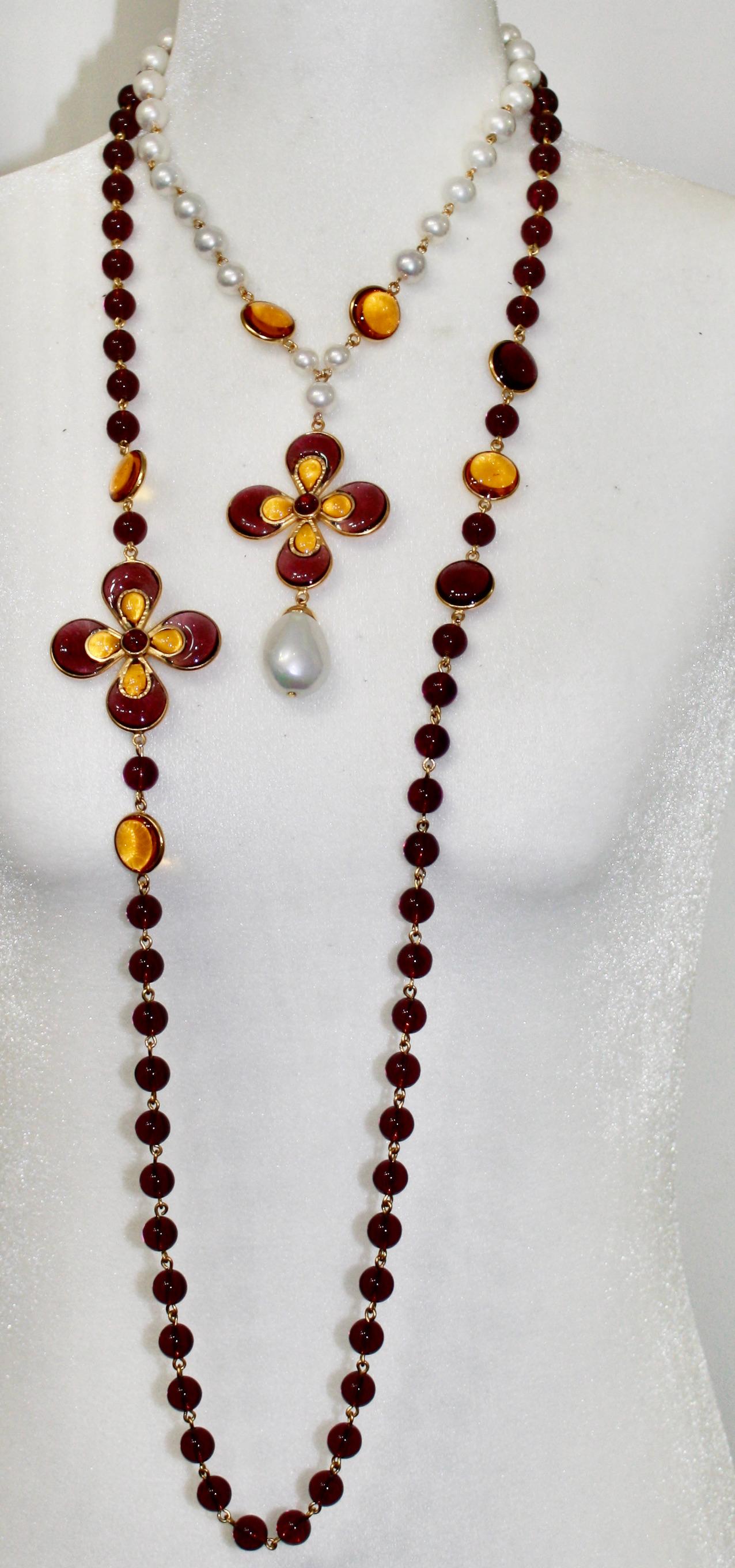 Women's or Men's Francoise Montague Pate de Verre Long necklace