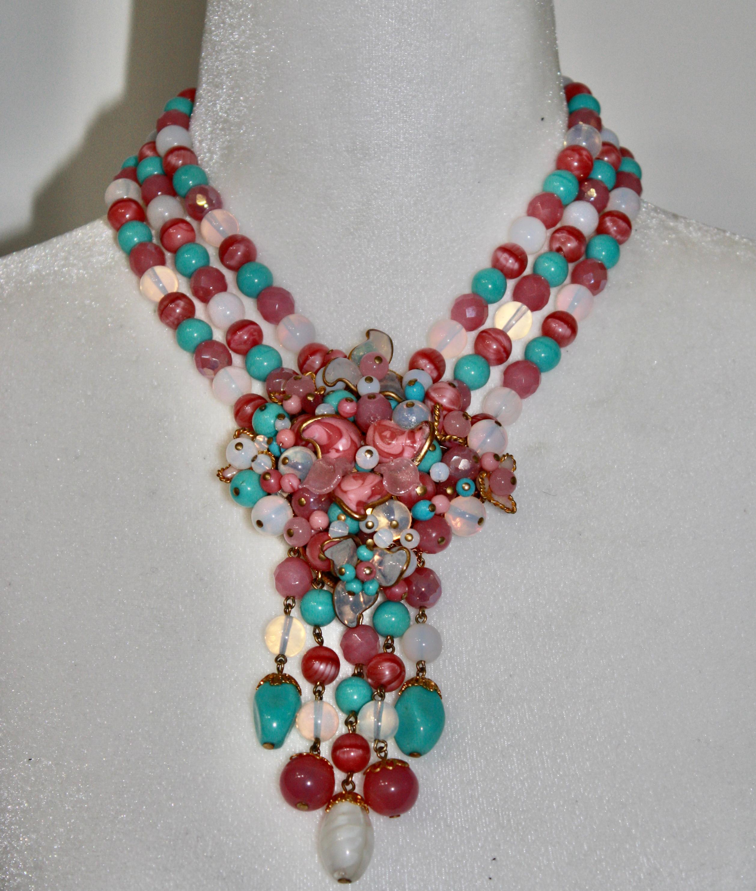 Artist Francoise Montague Pate de Verre Statement Necklace