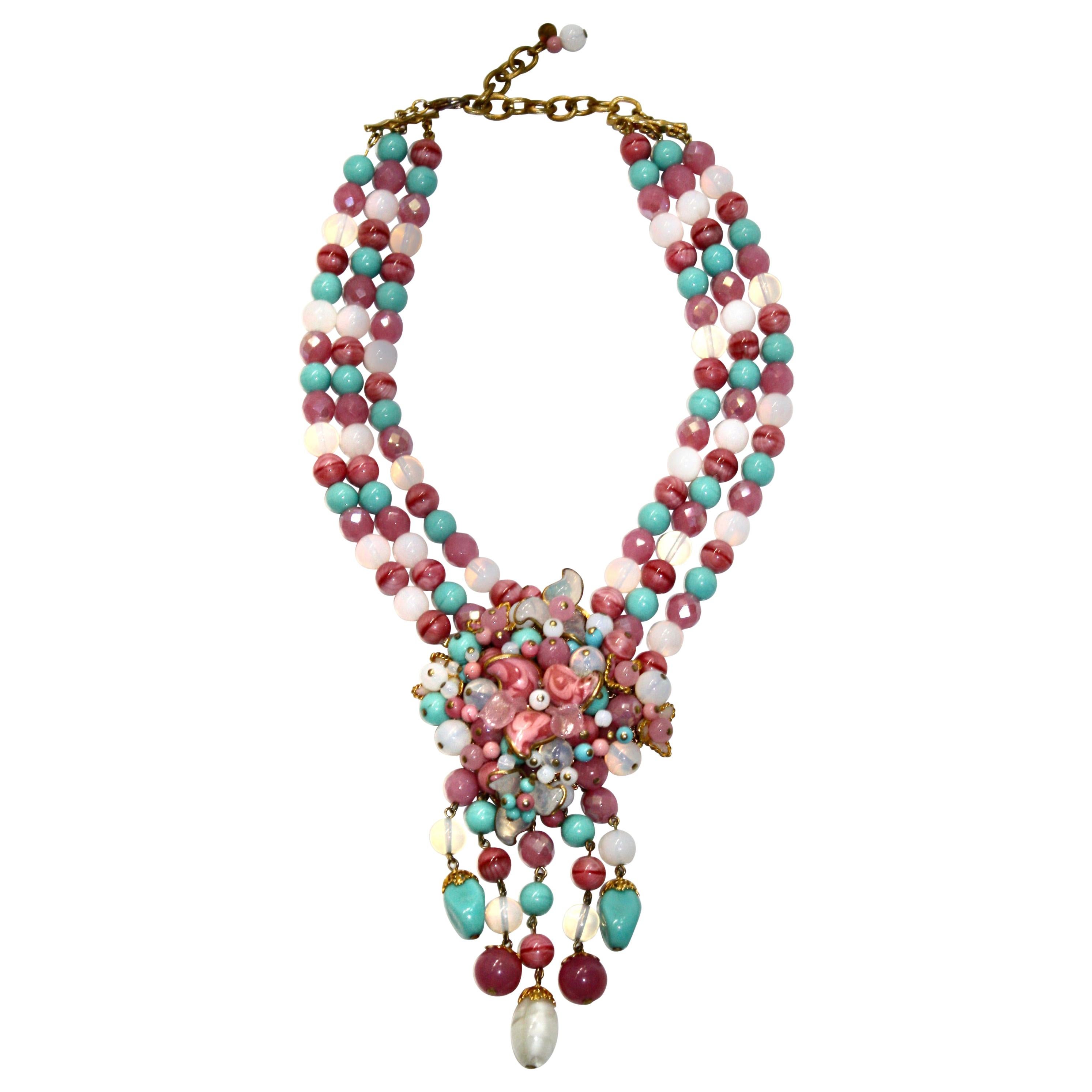 Francoise Montague Pate de Verre Statement Necklace