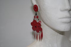 Francoise Montague Pink Enamel Drop Earrings