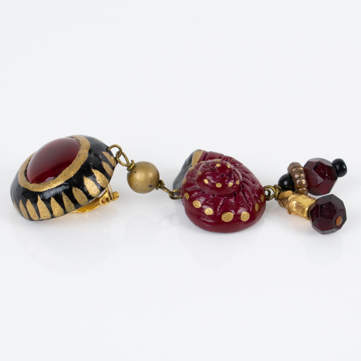 Women's Francoise Montague Red and Black Dangle Earrings For Sale