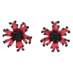 Francoise Montague París Pendientes florales rojos