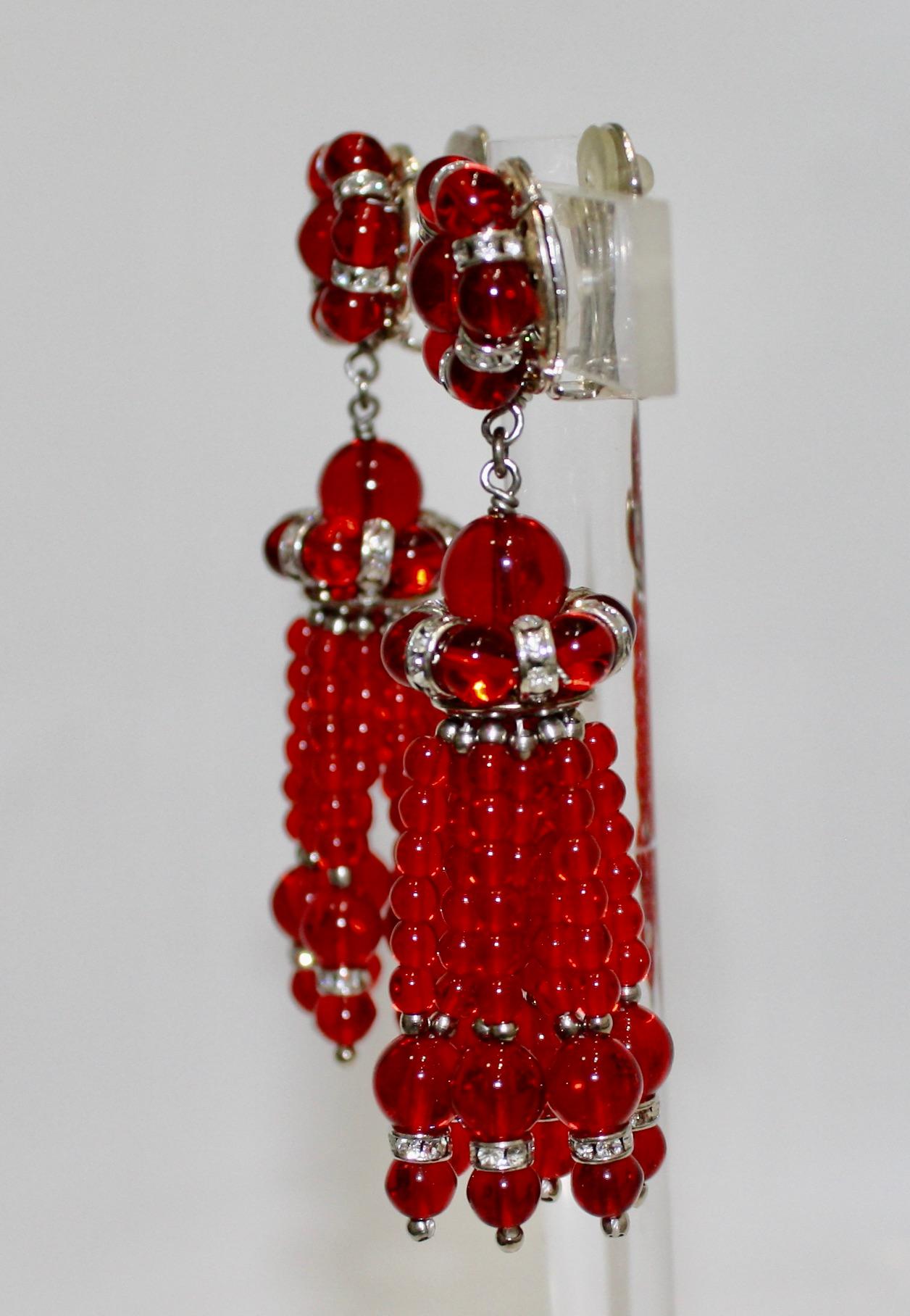 red tassle earrings