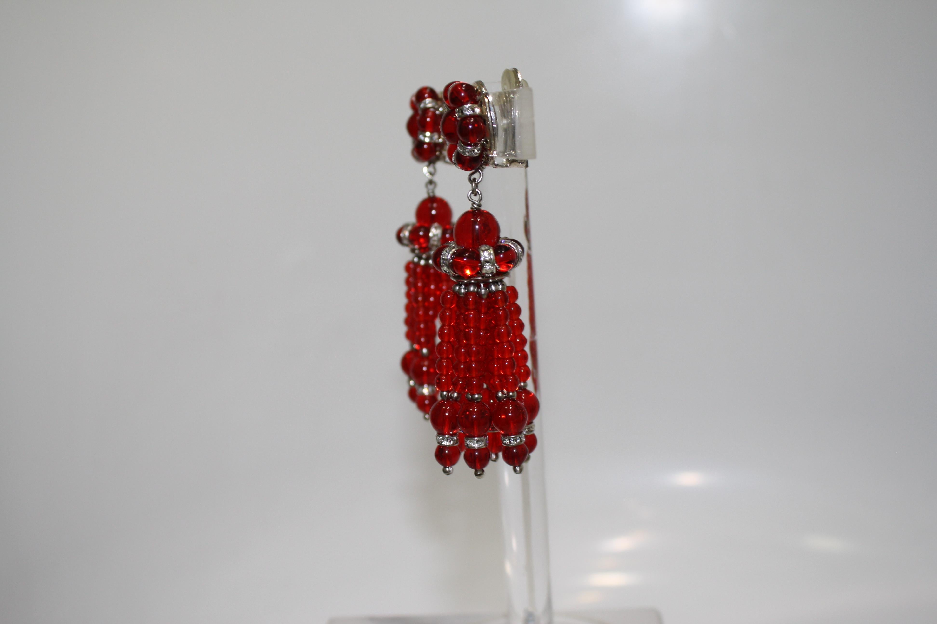 Empire Françoise Montague Red Tassel Earrings 