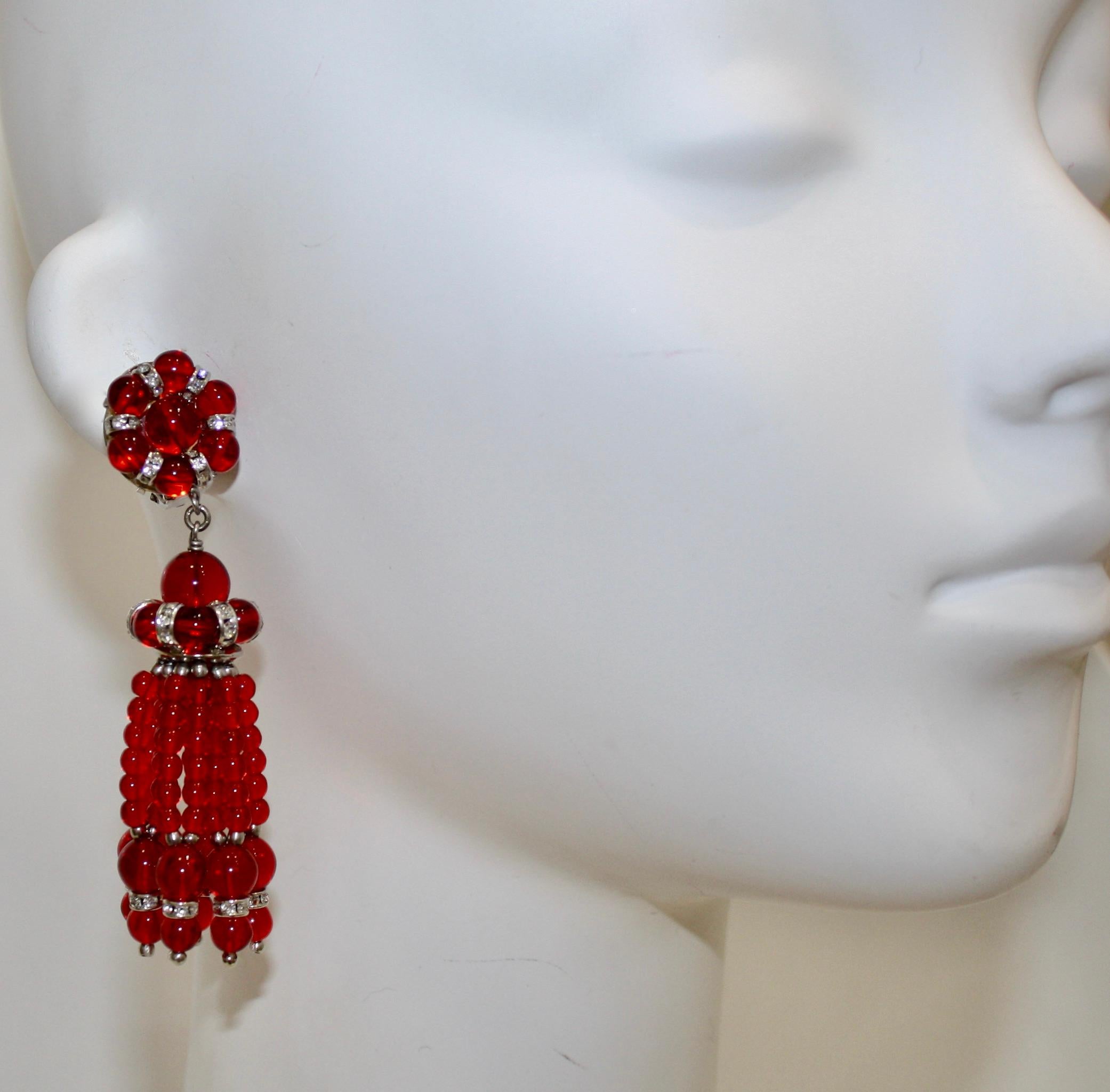 Françoise Montague Red Tassel Earrings  1