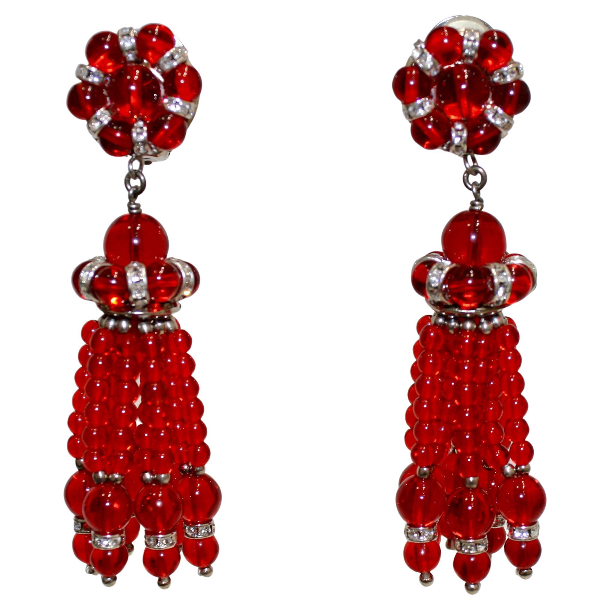 Françoise Montague Red Tassel Earrings 