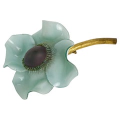 Francoise Montague Broche de resina Flor gigante verde aguamarina