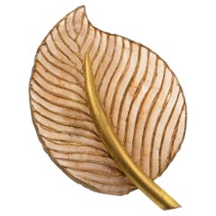 Francoise Montague Resin Brooch Golden Brown Leaf