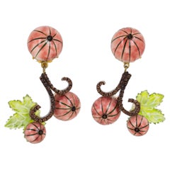 Francoise Montague Resin Clip Earrings Japanese Floral Inspiration