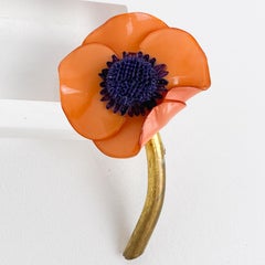 Francoise Montague Broche de resina Flor de amapola naranja