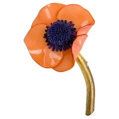 Francoise Montague Spilla in resina Fiore di papavero arancione