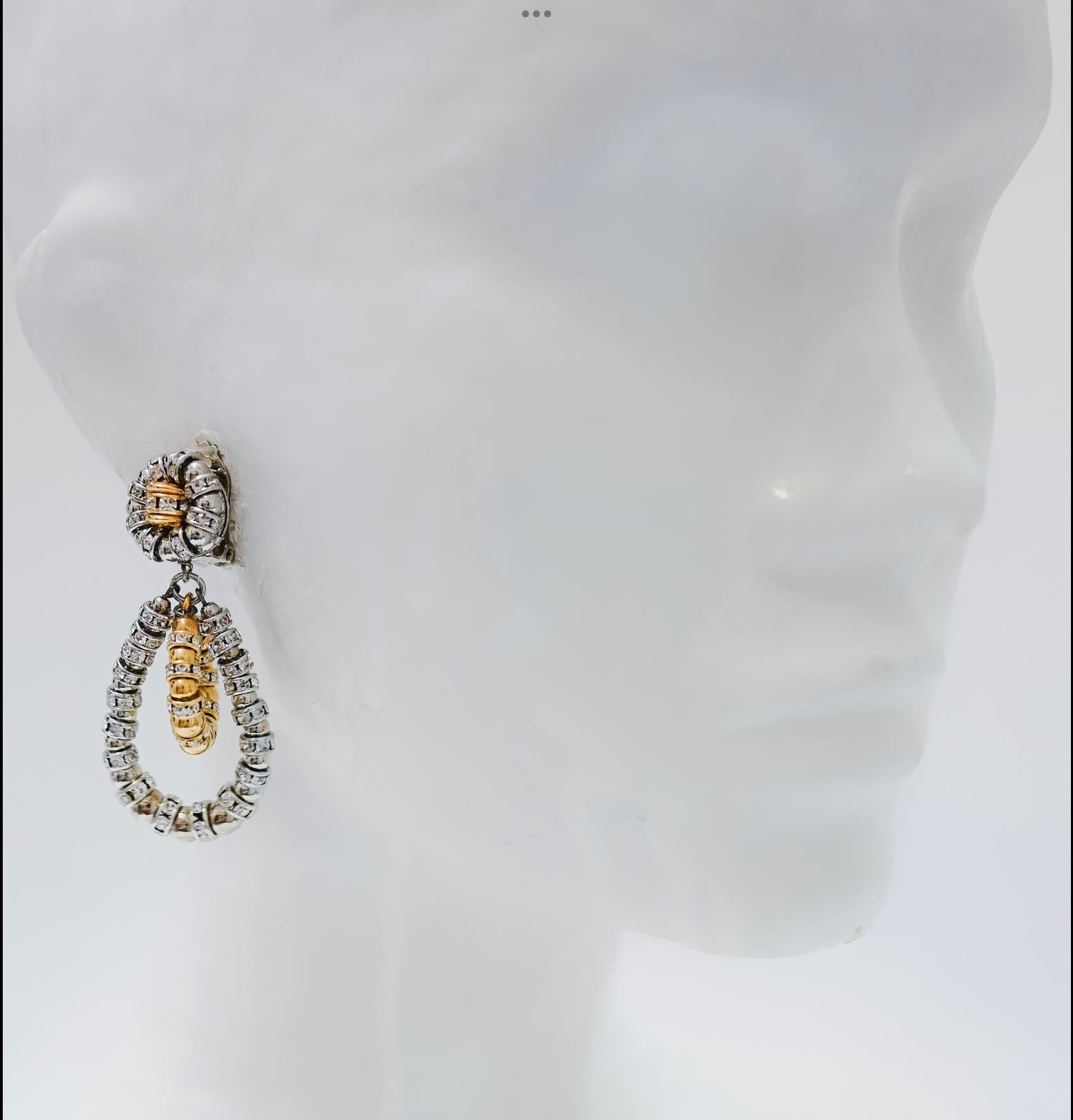 Modern Francoise Montague Silver and Gold with Crystal Lolita Earrings