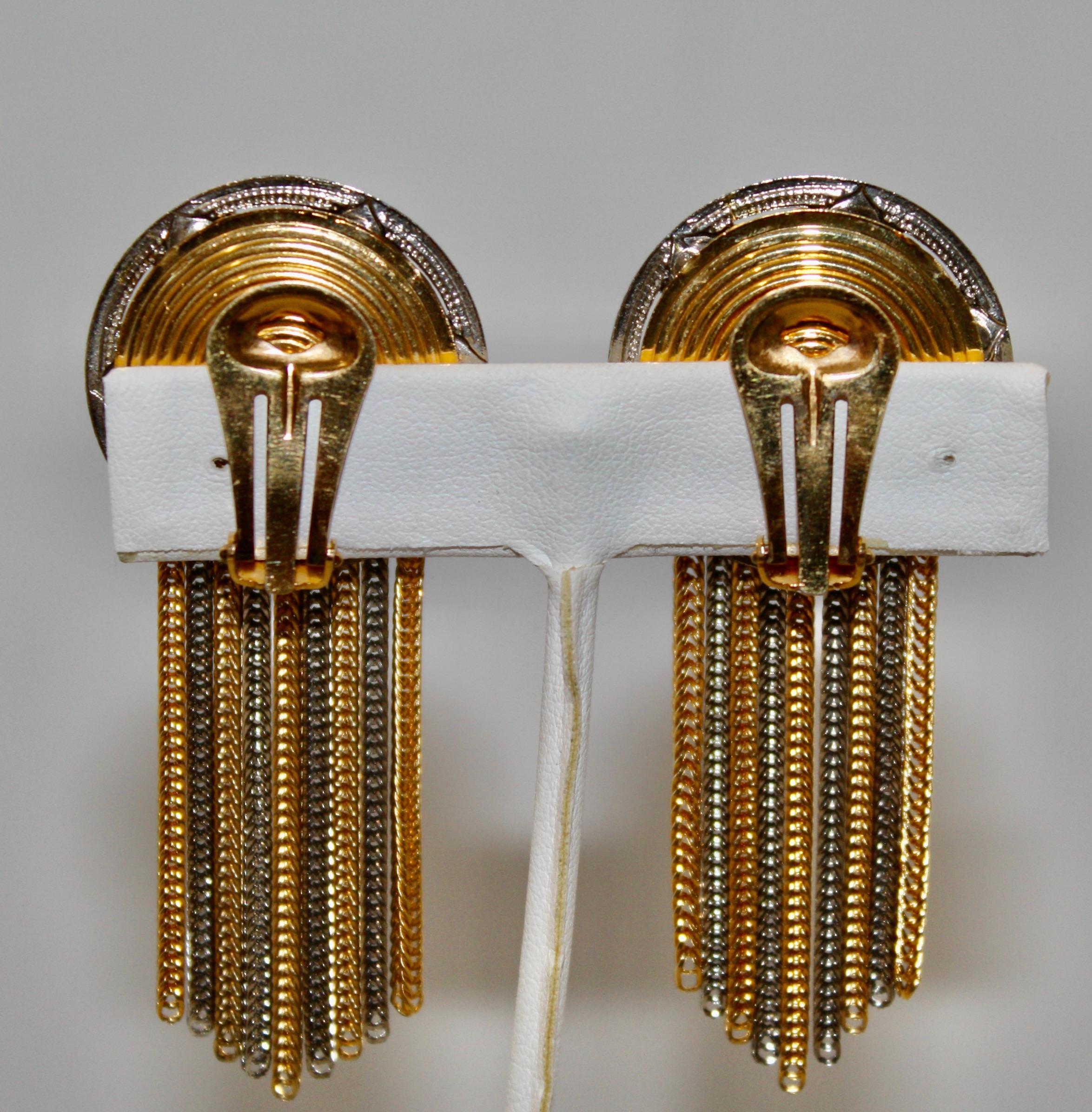 Baroque Françoise Montague Silver and Gold Tassel Earrings 