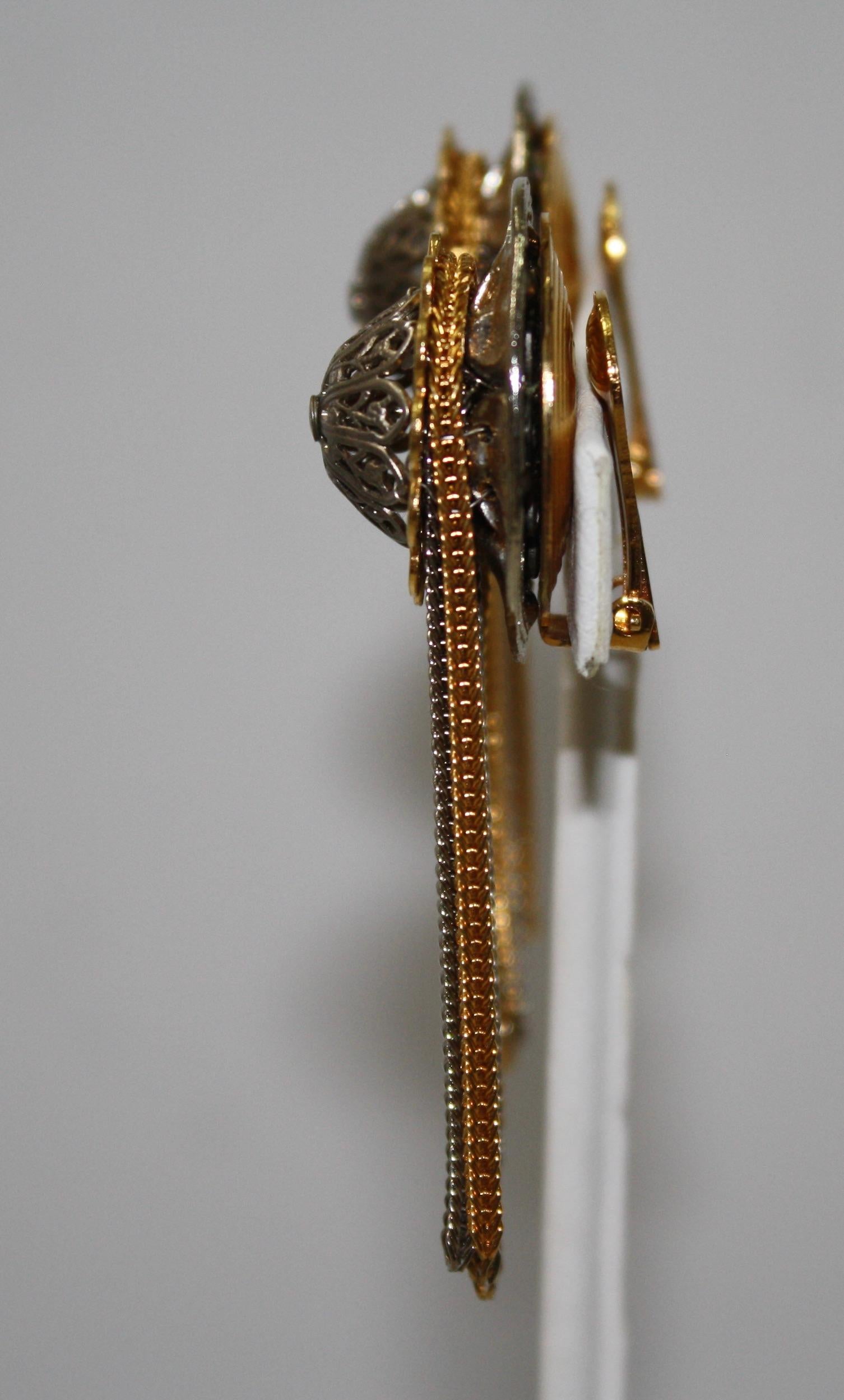 Françoise Montague Silver and Gold Tassel Earrings 1