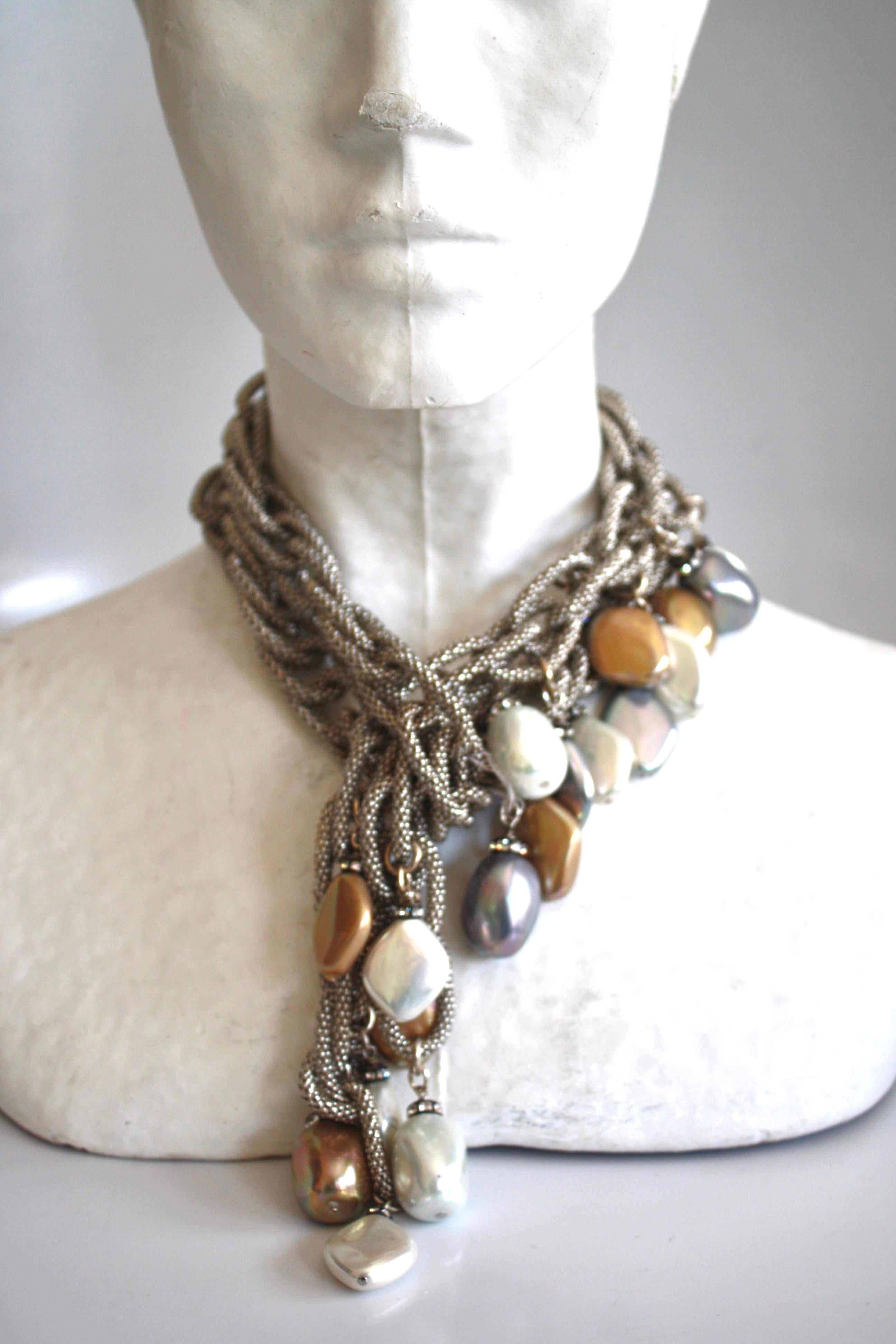 Gorgeous chain necklace with glass pearls and Venetian glass beads from Francoise Montague. 