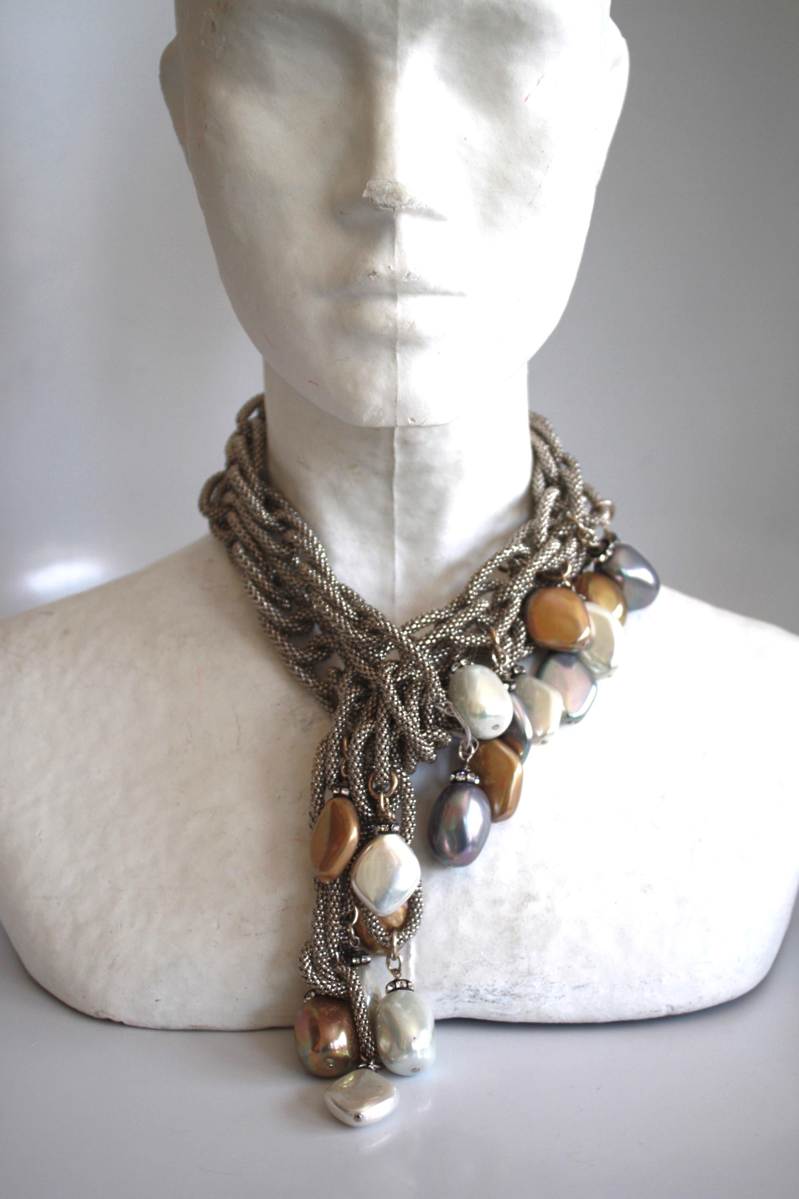 Francoise Montague Silver Chain and Venetian Glass Lariat 2