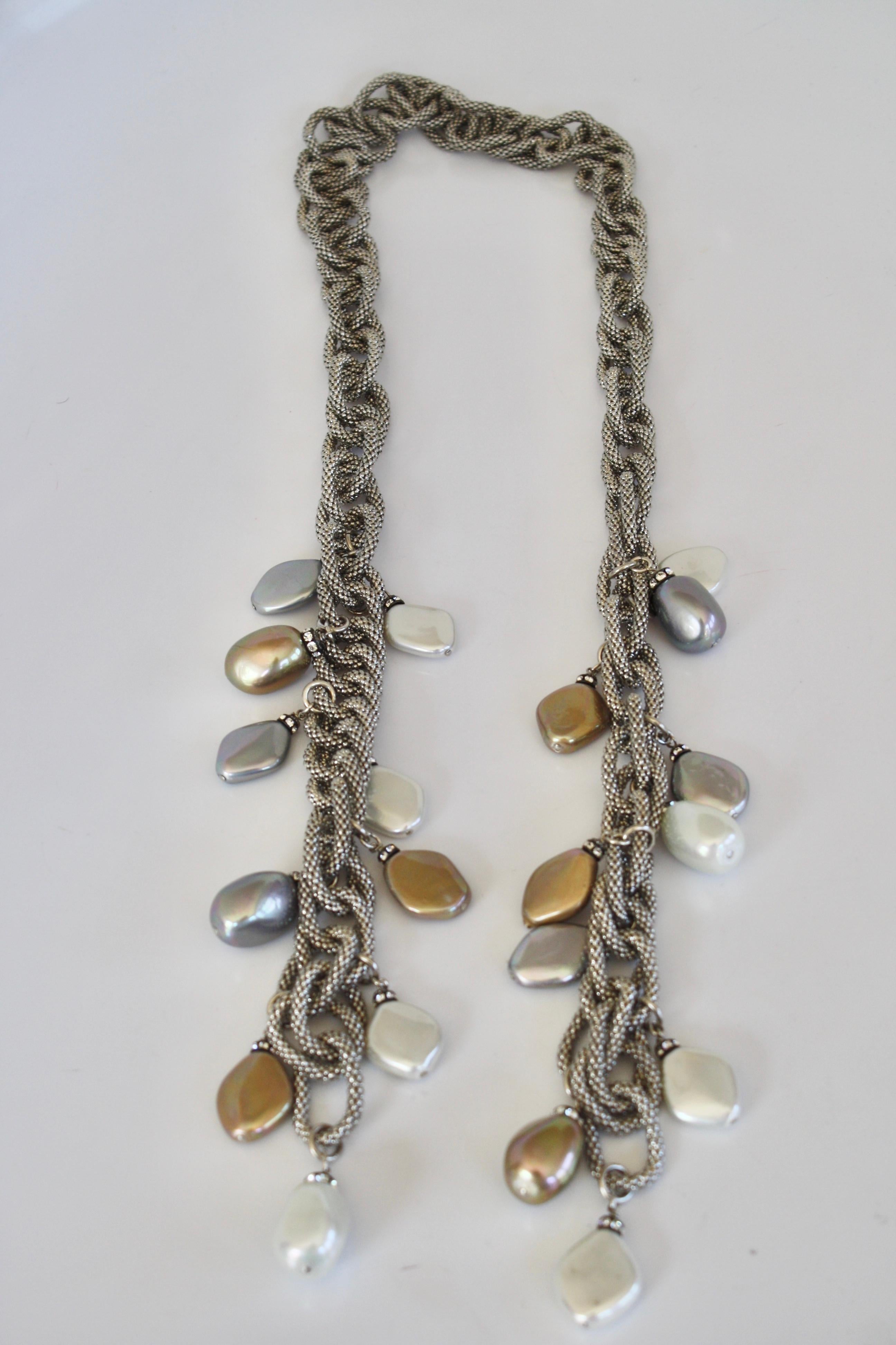 Francoise Montague Silver Chain and Venetian Glass Lariat 3