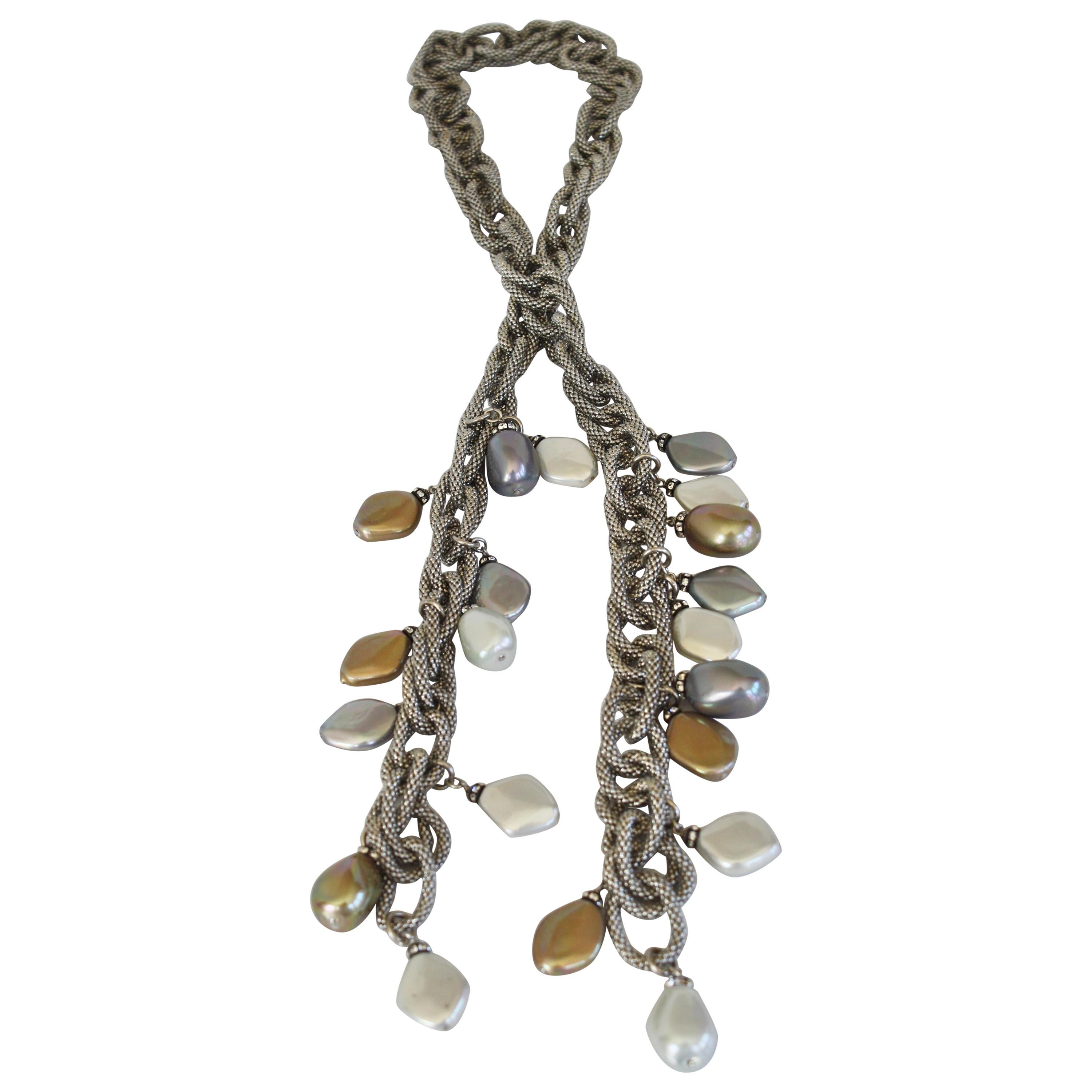 Francoise Montague Silver Chain and Venetian Glass Lariat
