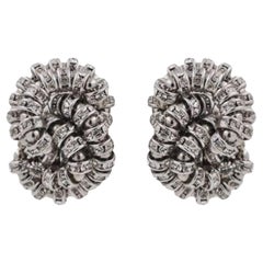 Francoise Montague Silver Metal Swarovski Crystal Clip-On Earrings, New