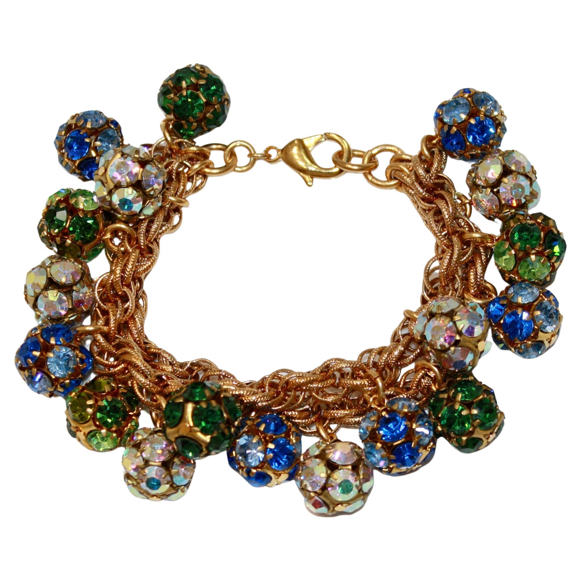 Françoise Montague Swarovski Crystal Charm Bracelet  For Sale