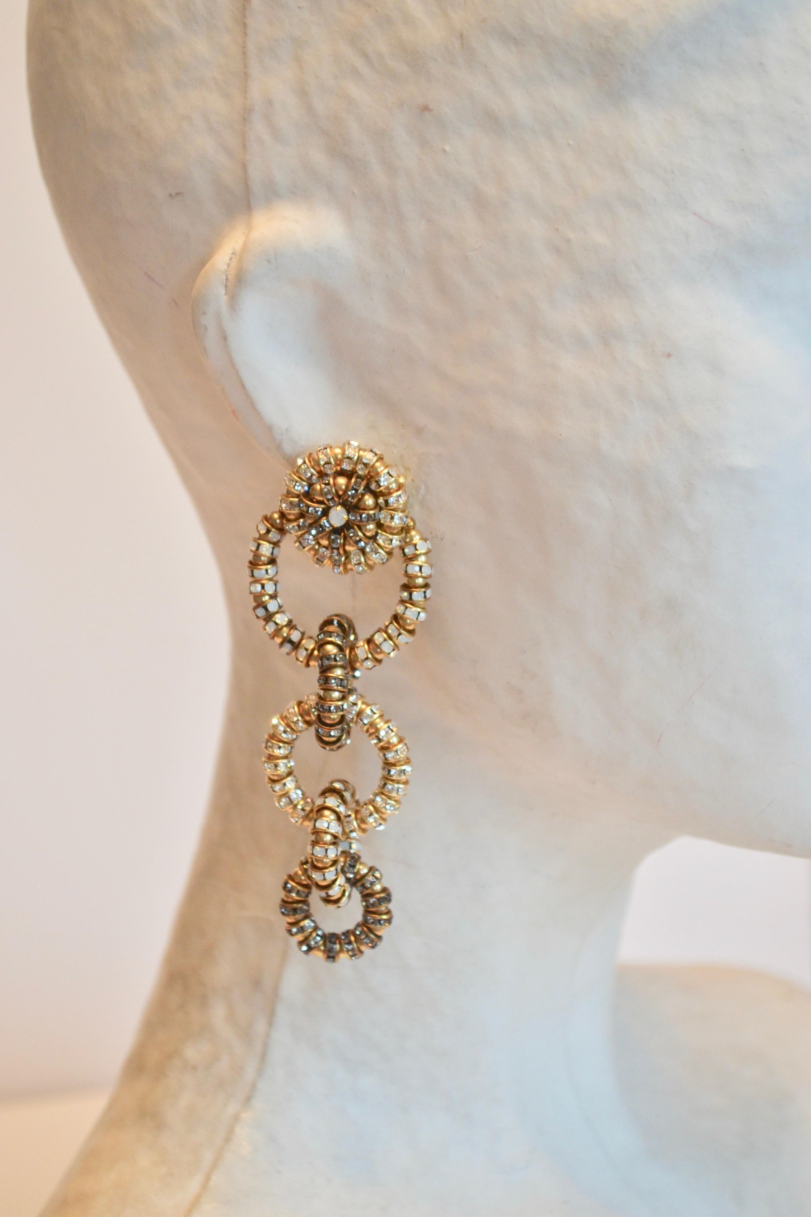 Women's Francoise Montague Swarovski Crystal Triple Circle Clip Earrings