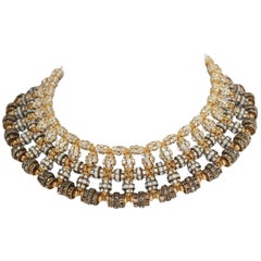 Francoise Montague Tri-Tone Swarovski Crystal Rondelle Choker Necklace